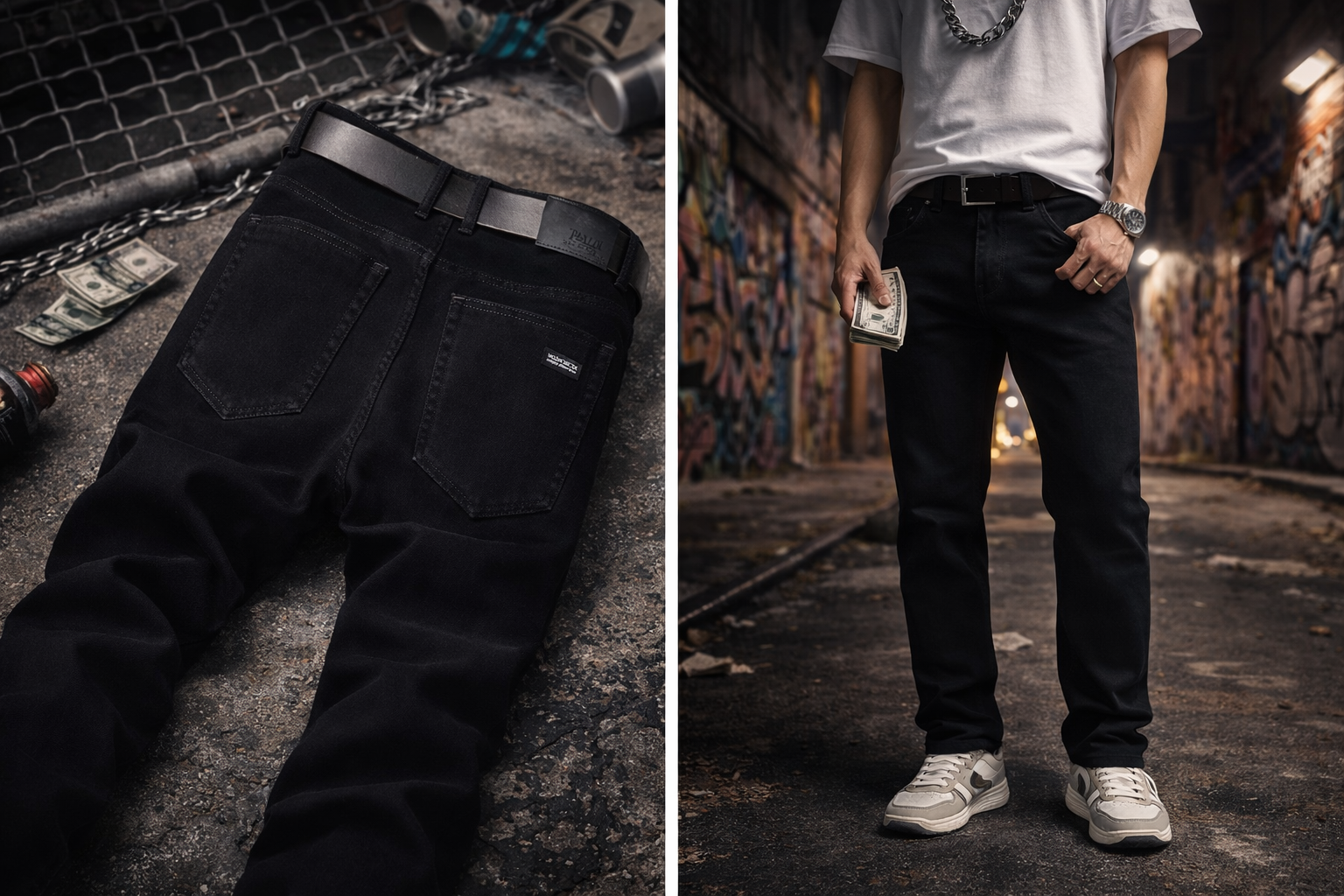 Slim fit triple black jeans 